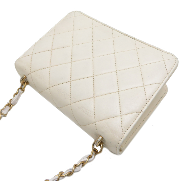 Chanel Matelasse Mini Flap Bag, Women's Shoulder Lambskin, White - Picture 4 of 10